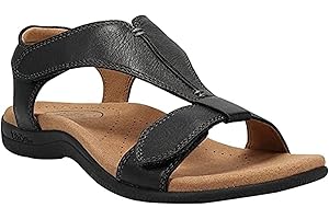 EMERZE Damen Flache Sandalen Sommer Orthopädische Sandalen Flache Sandalen Damen Elegant Mode Sandalen Freizeit Klettverschluss Damen Sandalen