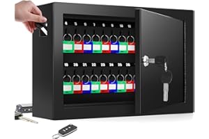 ‎MEJASG Mejasg Feuerfester Schlüsseltresor für 50 Schlüssel, Diebstahlsicherer Schlüsselschrank mit Schlüsselanhängern, Verstellbarer Schlüsselkasten für Auto Büro Haus Garage Vermietung Geschäft