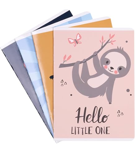 Lot De 4 Cahiers D'École Gimboo Format A5 - 60 Feuilles Quadrillées Avec Marge - Motifs Assortis Pour Primaire - Carreaux Bleus