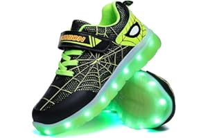 YUNICUS Spider Kid Boys Girls LED Shoes Light Up Trainers Children USB Charging Flashing Low Top Sneakers Best Gift Birthday Halloween Christmas Day