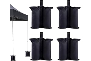 ACONDE Pesos para Carpas Rellenable para Uso en Exteriores: 4 Piezas Antiviento Bolsa de Arena para Peso 34×34cm - Sacos de Lastré de Arena Fijado con Postes de Tienda para Acampar en la Playa y el Jardín