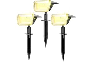 Linkind Faretti Solari da Esterno,3000K Luci da Giardino Esterne Energia Solare con Modalità Invernale, 800LM, IP67 Impermeabile Faretti Solari da Giardino per Cortile, Patio, Vialetto, 3 Pezzi