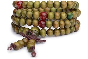 YXRRVING Braccialetto tibetano buddista con 108 perline in legno, 6 mm, per meditazione, rosario buddista, yoga, elastico, in ebano naturale, con perline in legno di sandalo, collana da polso per uomo