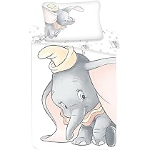 Parure De Lit Bébé Dumbo - 100% Coton - 2 Pièces - Certifié Oeko-Tex