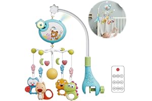 DAJILI Cot Mobile for Baby, Baby Crib Mobile with Music and Projection Lights, Hanging Mobiles for Babies Cot with Timing, Rotation, Baby Sleep Aid Cot Toys for Newborn 0-12 Months
