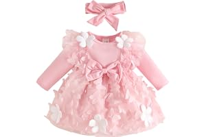 UUAISSO Babykläder för nyfödda flickor ruffig klänning med blomtryck sommarkläder söta rosetter pannband kjol set