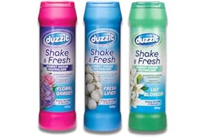 Shake and Vac Carpet Freshener and Odour Neutraliser Set of 3 Assorted Scents (Fresh Linen, Lily Blossom, Floral Garden), 500g Each, Carpet Deodorizer Powder by Great British Home