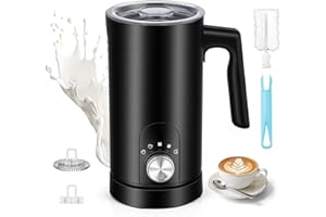ERWEY Mousseur à lait électrique 5 en 1, mousseur à lait automatique 350 ml pour mousse de lait chaude ou froide avec revêtement antiadhésif, commande à un clic pour chocolat, cappuccino, noir