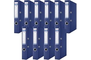 DONAU Premium Ordner Schmal 10er Pack/DIN A4 / 5 cm / 10 Stück/Navy blau/Kunststoffbezug PP/Carton Papier Schlitzordner Büroordner Aktenordner Ringordner/Grünen Punkt