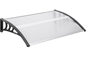 Youyijia Door Canopy 120 X 80 X 23 cm Waterproof Front Door Canopy Rain Canopy Outdoor Shelter Front Back Garden Canopy Balcony Awning Front Door Window Canopy Outdoor Shade Canopies (Black)