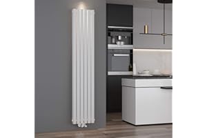ELEGANT - Radiatore a pannello verticale di design, 1800 x 354 mm, colore bianco, doppio strato, connettore centrale, scaldasalviette