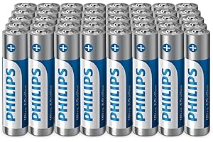 Philips Ultra AAA Alkaline Batteries - Reliable for Remotes, Toys and Small Gadgets, Pack of 40
