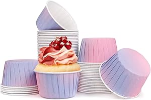Spesh Lot de 50 Moule Muffins Papier Caissettes Cupcake Moule à Cupcake Mini Moules Muffin Jetable pour Mariage, Anniversaire, Noël(dégradé bleu poudré)