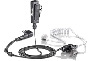 zeadio Surveillance Covert Air Acoustic Tube Walkie Talkie Earpiece Headset with Push-To-Talk Microphone for Motorola 2 Pin Two Way Radio