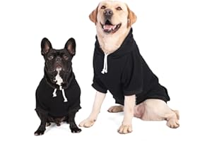 Furryilla Pet Coats Clothes Dog Hoodies Sweatshirt Warm Sweater for Medium Large Dogs with Hood and Pockets（Black-5XL）