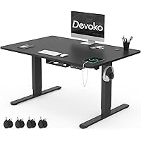 Devoko Scrivania Elettrica Regolabile in Altezza 120 x 80 cm, Scrivania da In Piedi Elettrica con Porte di Ricarica Tipo A&C,