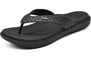KuaiLu Tongs Femmes Sandales en Cuir de Mode été Avec Support de Orthopédique Tongs de Plage et Claquettes de Piscine