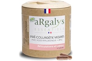 PRÉ-COLLAGÈNE + Acide Hyaluronique 100% Végétal | Vitamine C Naturelle & Extraits de Plantes | Beauté de la Peau & Fonction Articulaire | 60 Gélules | Fabriqué en France – Argalys