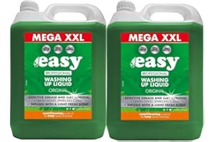 GENERIC Easy Original Washing Up Liquid - 5L (Pack of 2) | Powerful Grease-Cutting Formula – Fresh Scent – Ideal for Home & Commercial Use | Eco Friendly Packaging