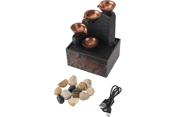 Yinhing USB Desk Fountain Tablett Fountain Mini Water Fountain med LED -ljus och River Pebbles för Office Home Zen Decor