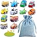 Produktbild BBLIKE Mini Spielzeugautos Fahrzeugmodell Spielzeug-Autos 12er Geschenkset und eine Tasche- Fahrzeug spielen Lkw früh pädagogischen für Kinder ab 3 jahren (Eingesackt)