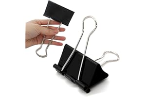 GENTLEWATER Bulldog Clips 75MM Extra Large 6PCS Paper Clips Heavy Duty Binder Giant XL Clip 3inch (Black)