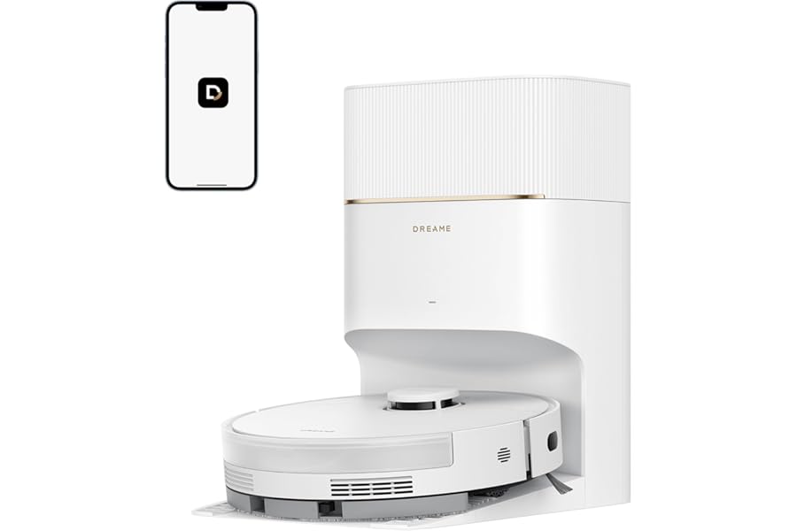 DREAME D20 Pro Plus Robot Vacuum Cleaner, 13,000 Pa Suction, Double Brush for Pet Hair, Corner Cleaning, Automatic Emptying, LDS Navigation and Laser Detection