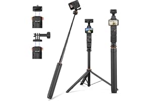 64 tum ficka 3, 4, 4P, selfiepinne, stativ för GoPro-kamera, Xtra Muse utdragbart stativ, snabbfrigörande 1/4 tum skruvvlog f
