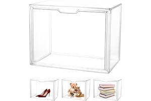 WINDFROMORT Vitrine pour Collection - 36x27x23cm Vitrine Acrylique Empilable - Boite Transparente Anti-Poussière avec Porte Magnétique - Exposition Figurine, Rangement pour Sacs, Chaussures, Livres
