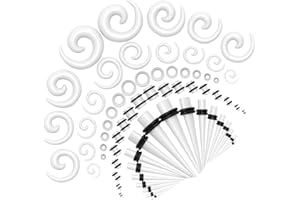 REYSHIN 68 pièces Kit d'étirement des Oreillettes Ecarteur Oreilles Oreille Jauges Expansion Oreille Tunnel 14G-00G Tunnels silicone,Bouchons et bouchons en acrylique extension d'oreille