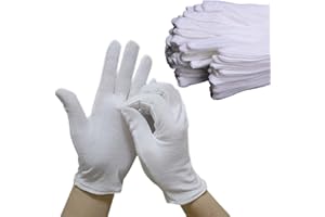 LDBKLGHJ Guantes Dermatológicos de Algodón - Guantes Hidratantes para Manos, Guantes Blancos de Algodón, 48 Piezas (24 Pares) Resistentes y Reutilizables