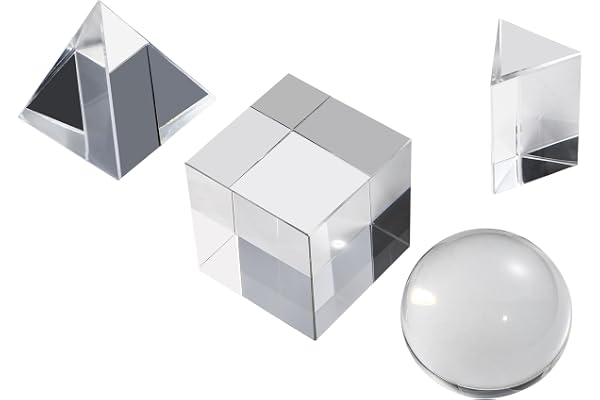 HDCRYSTALGIFTS Lot de 4 prismes optiques K9 de 50 mm avec chiffon de nettoyage pour enseigner, jouer, photographier
