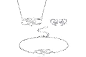 LYL.Adorer Schmuckset Silber 925 Damen,Halskette Armband Ohrringe Unendlichkeit,Geschenk für Sie