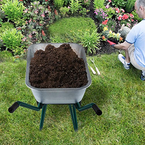 Waldbeck Heavyload Schubkarre Schiebkarre Gartenkarre (2 Räder, 120 Liter Volumen, max. 320 kg Zuladung, Stahl, verzinkte Wanne, Luftbereifung) grün-silber - 5