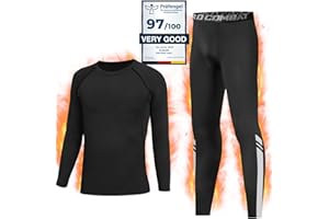 Qyibleri Kids Base Layer - Football Skins Long Sleeve Top & Tights Skins for Boys Set, Kids Thermal Base Layer Set Suit for 4~16 Age