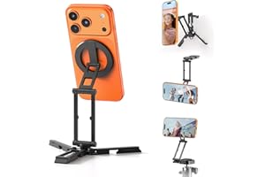 ULANZI Magnetyczny statyw na telefon komórkowy, aluminiowy uchwyt na statyw do telefonu komórkowego, składany statyw Magsafe kompatybilny z Uka & Arca, smartfon Tripod z 2 Cold Shoe, kijek do selfie