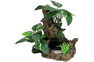 OMEM Decoración de Reptiles para Terrario, Paisajismo, Hábitat, Decoración de Acuario, Pecera, Adorno de Madera Hundida