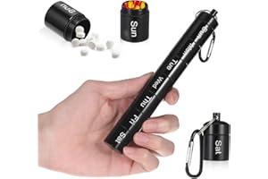 SUWIWKKOA Small Metal Pill Box Medicine Box 7 Days Pill Box Pill Box Pill Box for On the Go Waterproof Moisture Resistant Suitable for Outdoor Travel Business Trip (Black)