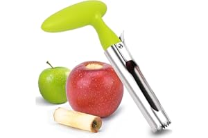 CLDFDC 2 pezzi di snocciolatori di alta qualità per mele o pere, con lama dentellata affilata e manico angolato ergonomico in acciaio inossidabile, accessori da cucina e per la casa (verde).