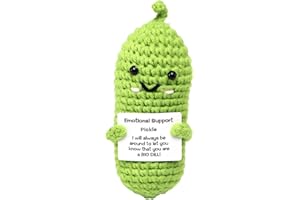 LUVDECO Emotional Support Cucumber, Positive Pickle with Positive Card, Cute Knitted Cucumber Ornaments, Pocket Hug Cucumber Doll, Emotional Support Gift for Women, Friends, Children (E)