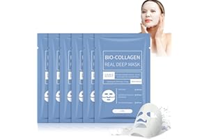 ROWPHYA 6 Stück Korean Bio-Collagen Real Deep Mask,Collagen Overnight Mask Korean,Bio Collagen Real Deep Mask,Anti Falten Anti Aging Gesichtsmaske, Kollagen Sheet Mask mit hydrolysierten