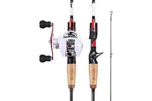 ‎SOUGAYILANG Sougayilang Casting Angelrute und Rollen-Kombi, 1.8m/2.1m MH Angelrute mit Baitcasting Rollen-Kombination, 2-Sektion Baitcaster Combo