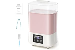 Kidken Babyflaschen Sterilisator und -Trockner, groß, fasst 8 Flaschen und Schnuller, 4-in-1-Elektro-Dampfsterilisator für Babyflaschen, Milchpumpenteile, Milch und Nahrungswärmer (Rosa)