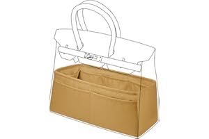 DGAZ Handtasche Tasche Organizer, Seide Innentasche für Birkin 20/25/30/35/40/45/50, Seidige Berührung Taschenorganizer Shaper Einsatz (Biscuit, BK40)