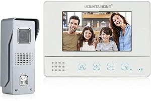 MOUNTAINONE Videocitofono Cablato Monitor a Colori da 7", Citofono Smart con Videocamera Campanello Cablato Visione Notturna IR Domestico Citofono