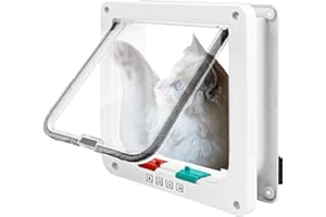 WIKSITE Cat Flap, Magnetic Pet Door With 4-Way Lock, Dog Flap, Cat Gate, Cat Flap for Doors Internal House, Weatherproof & Easy Installation, Accessories for Cats & Small Dogs(Medium 20 * 19 * 5.5cm)