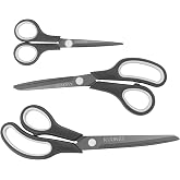 Kuoniiy 3 Piece Scissors Set Titanium Coated Scissors with Sharp Blades with Soft Grip