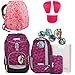 Produktbild Ergobag Pack NachtschwärmBär Schulrucksack-Set 6tlg + Regenhaube Pink + Seitentaschen ZIP-Set Pink