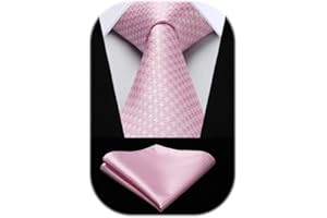 HISDERN Cravatta da Uomo e Fazzoletto Elegante Cravatte Moda da Matrimonio Motivo Pied de poule Business Partito Cravatta Set