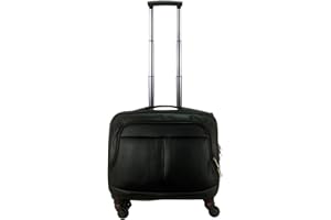 COSHANO Maleta Trolley Equipaje de Mano Comercial piloto Medico Maletin de Piel sintética con 4 Ruedas y con 4 Compartimientos Color Negro